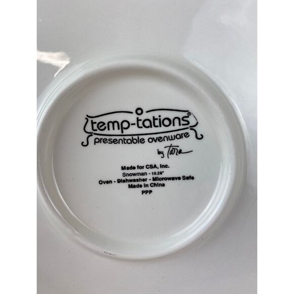 Set of 2 Temptations Round Snowman Serving Plates Cookie Tray - Picture 7 of 8